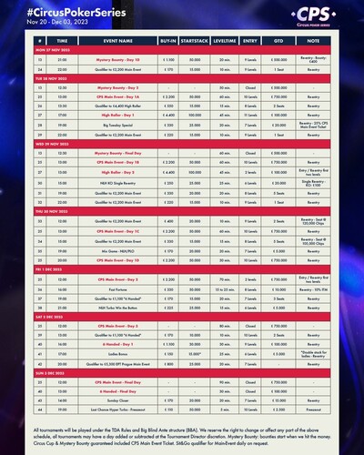 Circus Poker Series_programme 2