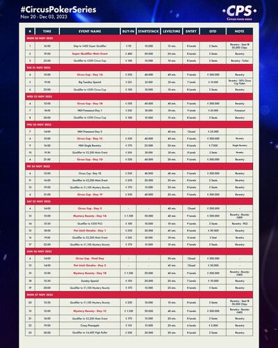 Circus Poker Series_programme 1
